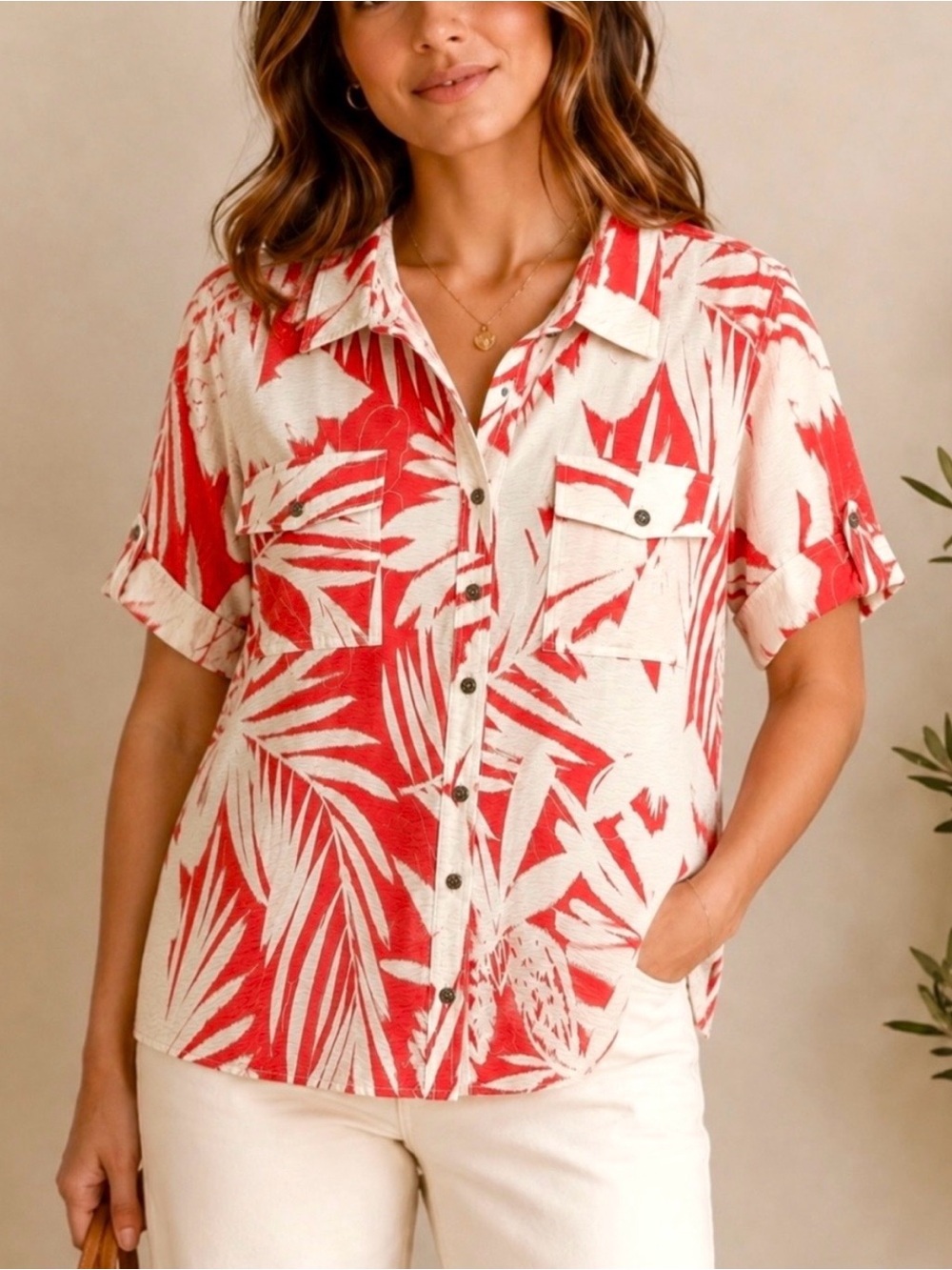 DKNY WOMEN VIBRANT TROPICAL SHIBORI CAMP SHIRT 2X/3X RAYON PREPPY COASTAL $89